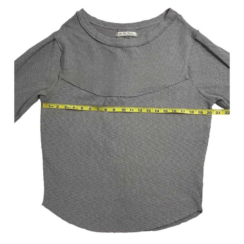 We The free people Sweatshirt Thermal Gray Ribbed Knit Size XS Buffy Sleeves - Picture 7 of 10